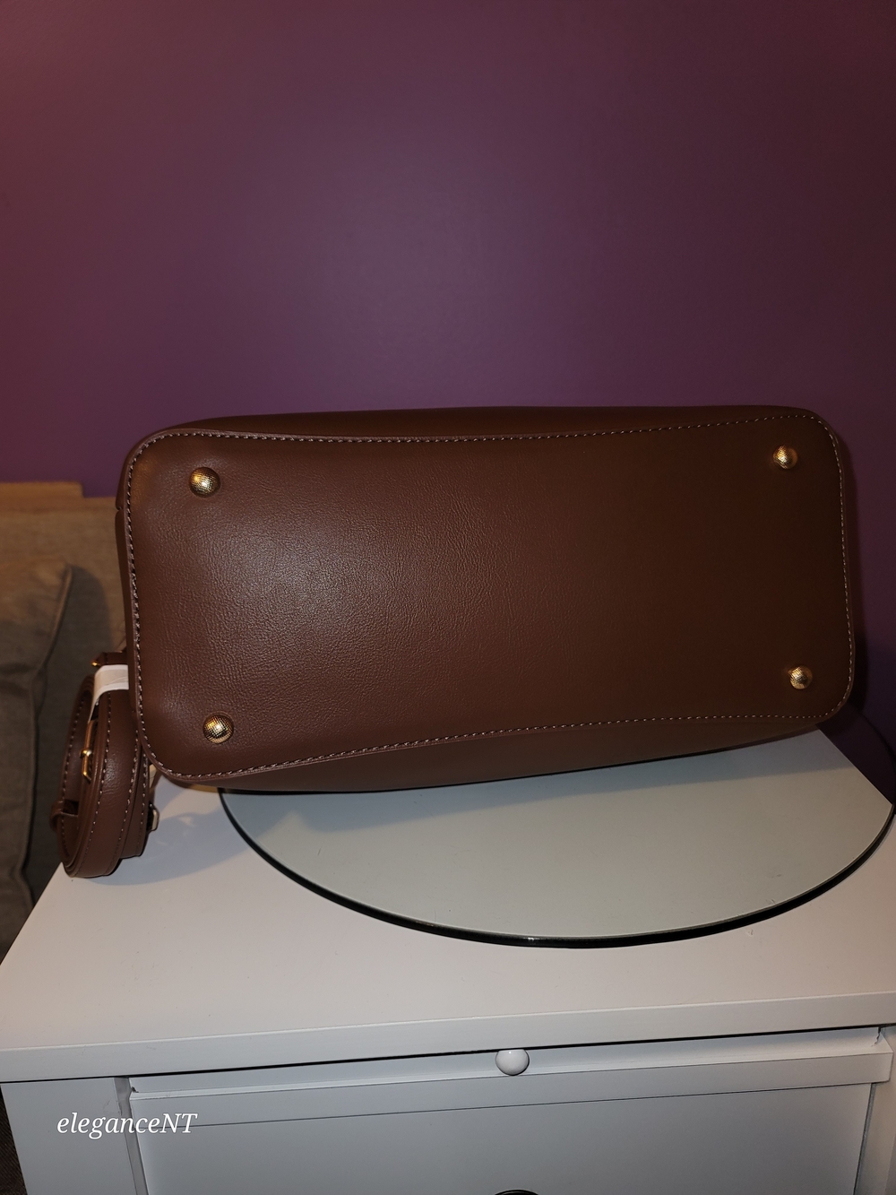La Terre PETA-Approved Vegan Brown Quilted Tote Bag NWT - Picture 14 of 16